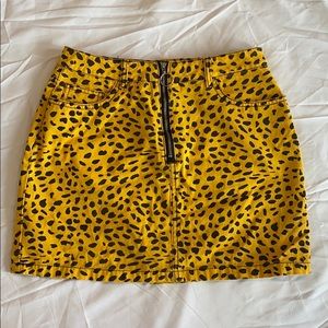 Cheetah front exposed zipper skirt